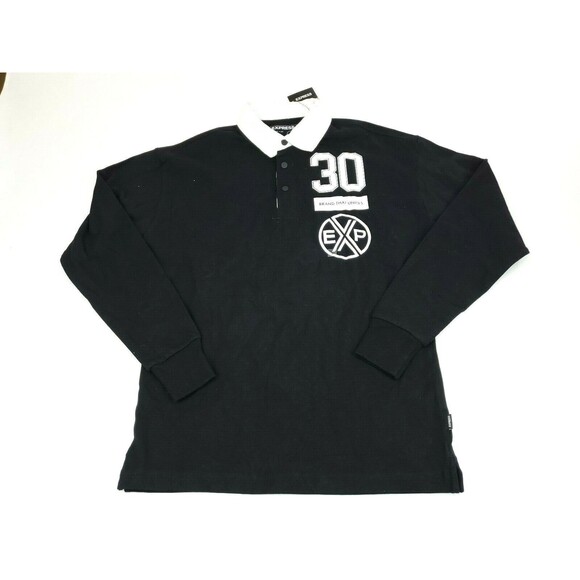 Express Other - New Express Polo Rugby Long Sleeve Shirt Black New York 30 Size S MSRP $59.90